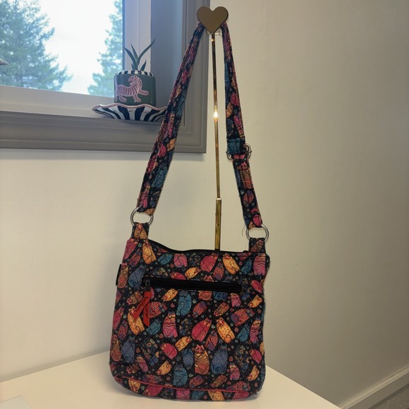 Mythical Cats Laurel Burch Small Canvas Purse Crossbody Tote Handbag Purp Blu Pi - Picture 6 of 6